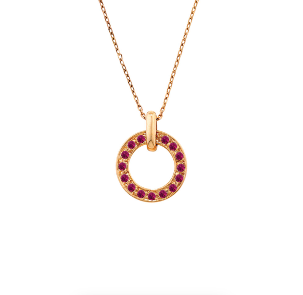 Ruby Meridian Circle Pendant Necklace