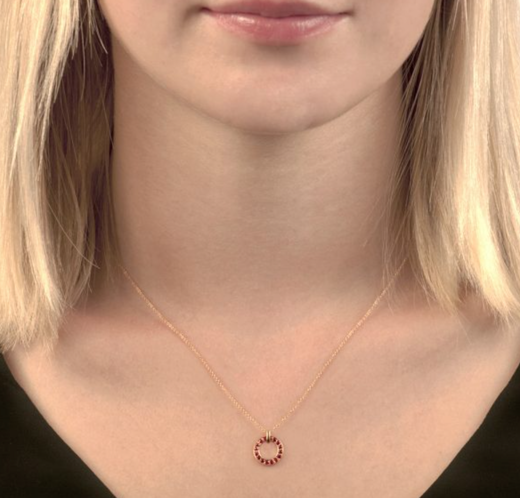 Ruby Meridian Circle Pendant Necklace
