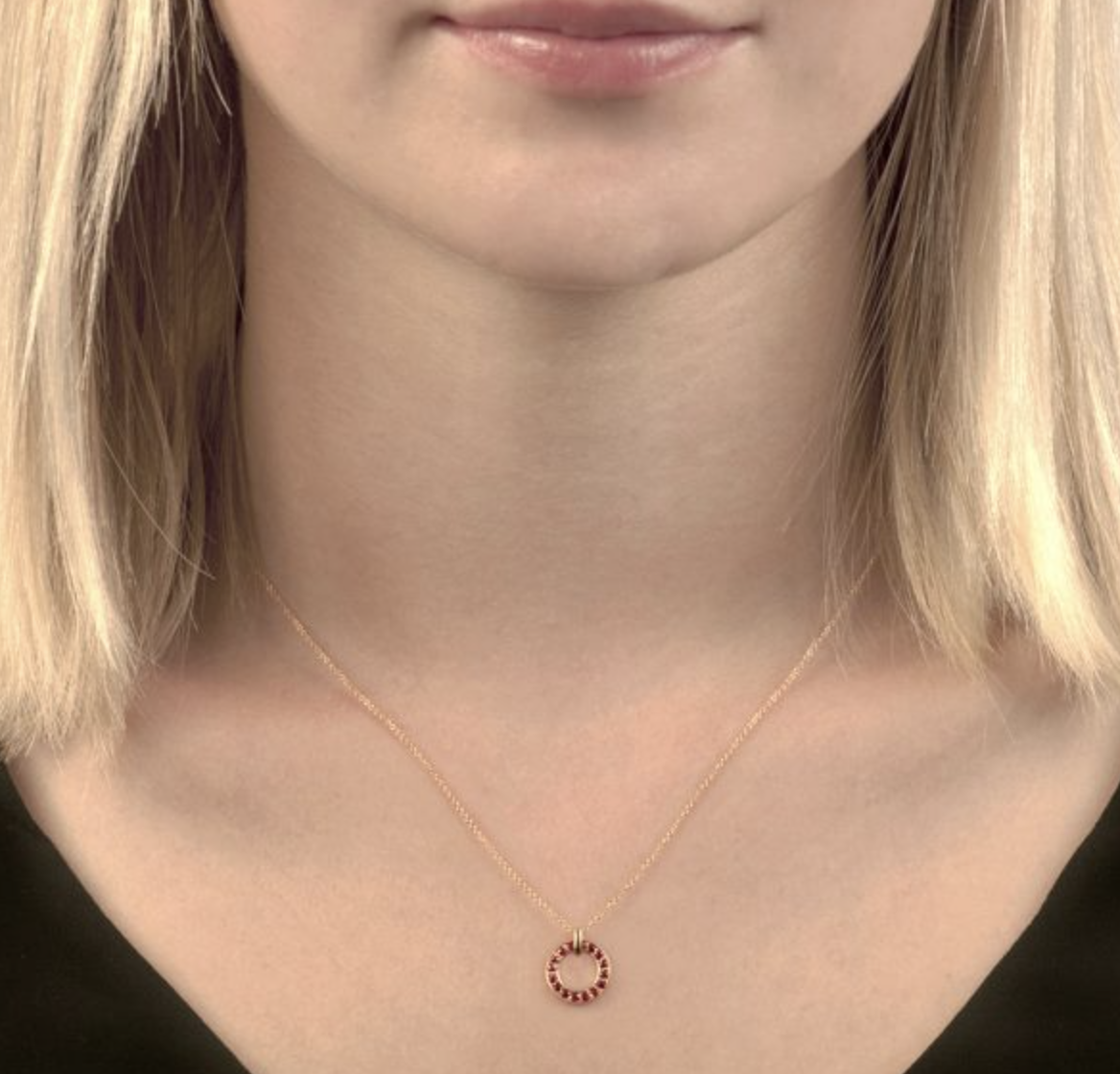 Ruby Meridian Circle Pendant Necklace
