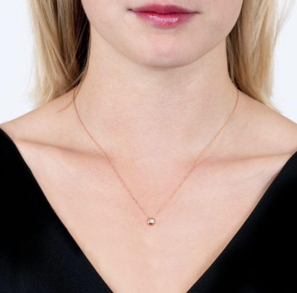 Single Diamond Pendant Necklace