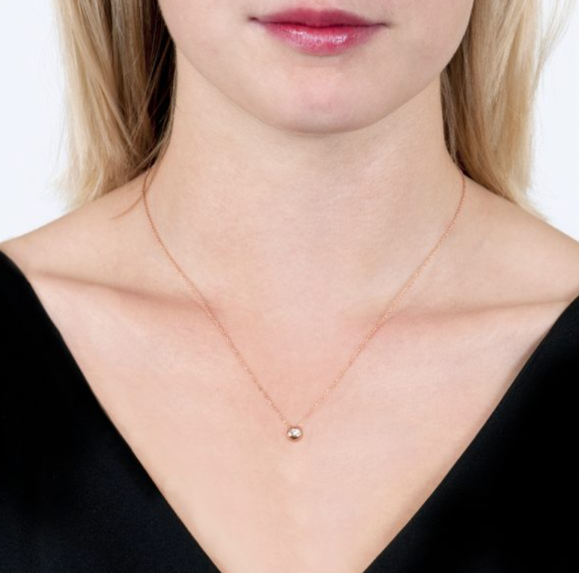 Single Diamond Pendant Necklace