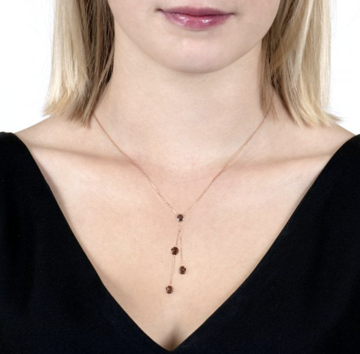 Smoky Quartz Drop Pendant Necklace