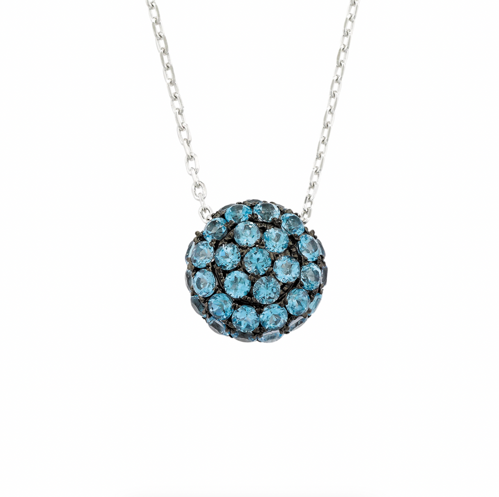 Blue Topaz Ball Pendant Necklace